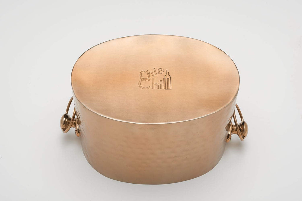 3-Bottle Wine Chiller Ice Bucket | Keeps Wine & Champagne Bottles Cold Without Touching Ice | Handcrafted Artisan Design | Patented Technology | Copper