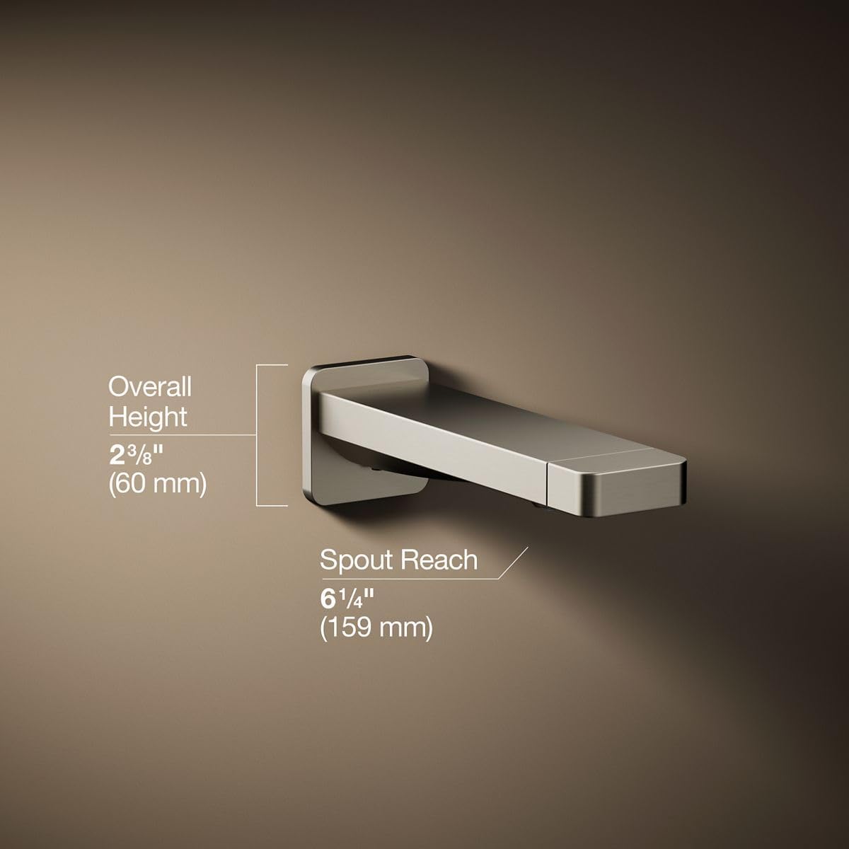 Kohler 23510-BN Parallel® Wall-Mount Bath spout, Vibrant Brushed Nickel