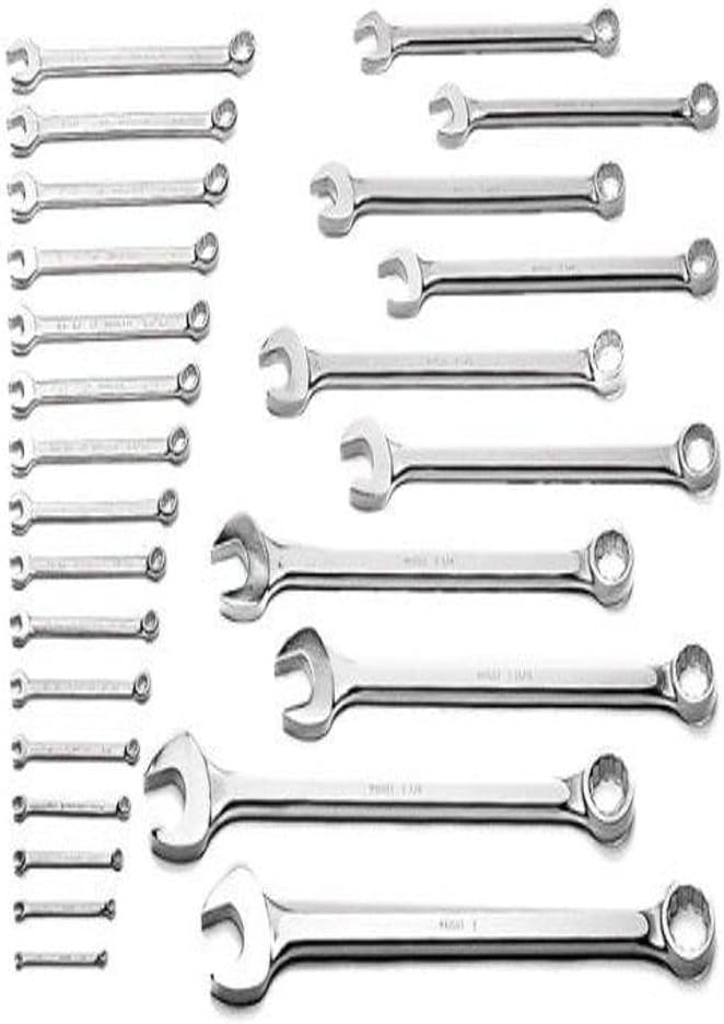 Wright Tool 726 12 Point Comb. Wrench Set, 1/4'-2' (26-Piece),Silver