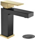 Lava Odoro Black and Gold Bathroom Faucet, Brass Single Hole Bathroom Sink Faucet Single Handle with Drain Assembly, Deck Plate Included, BF307-GB