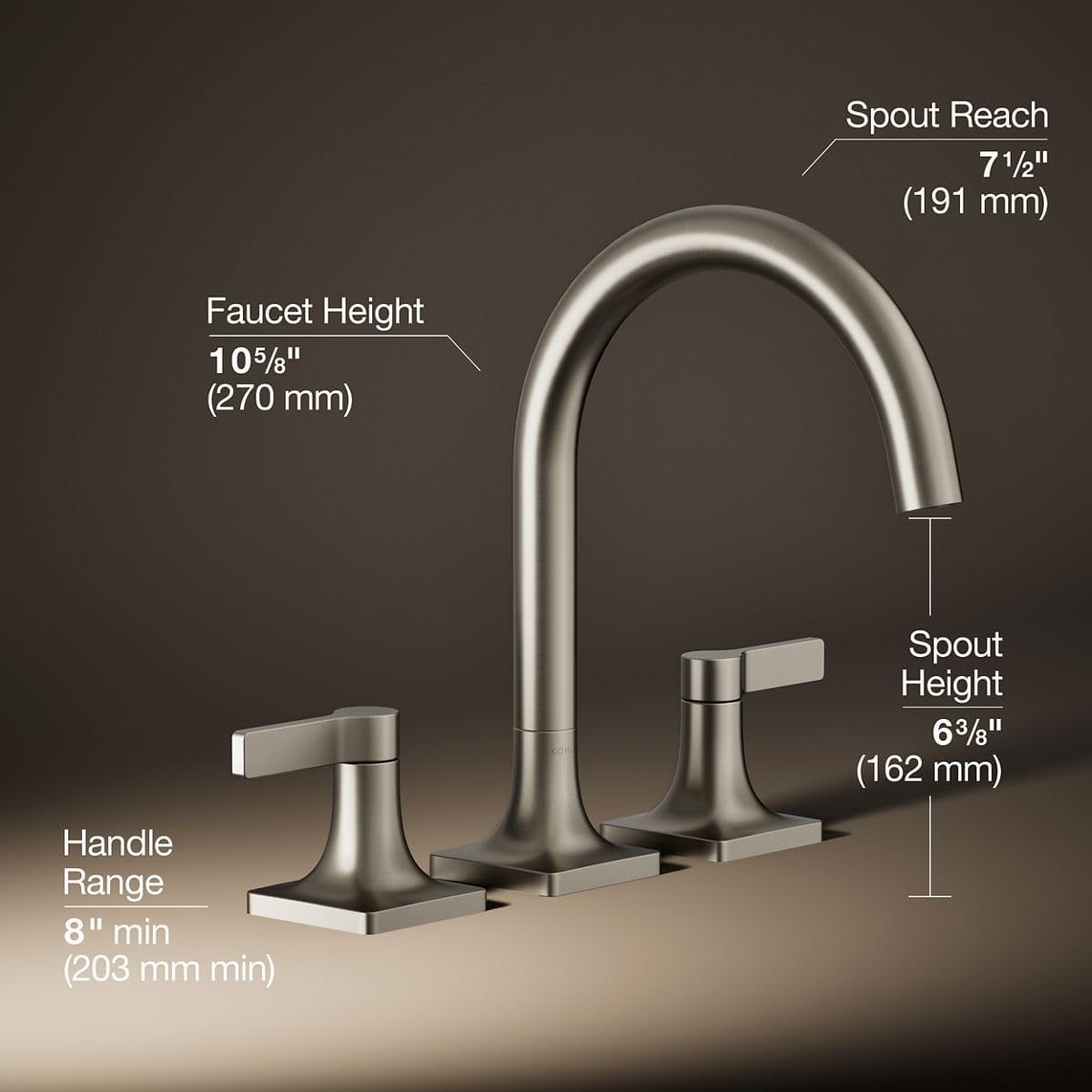 KOHLER K-T28131-4-BN Venza Deck-Mount Bath Faucet Trim, Two Handle, Premium Durable Material, Corrosion Resistant, Vibrant Brushed Nickel