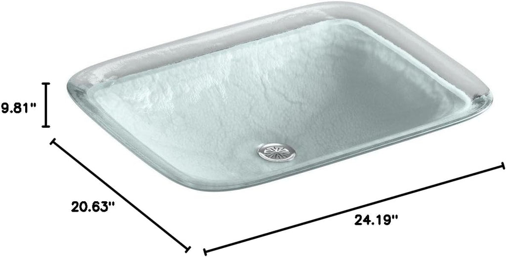 KOHLER K-2773-G2-B11 Inia, ARTIST EDITIONS Rectangle Glass Wading Pool Bathroom Sink, Opaque Dew