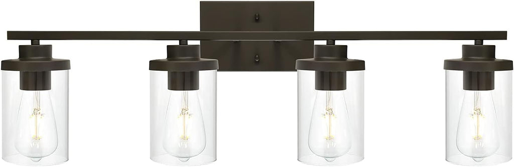 Bathroom Vanity Light Fixtures Oil Rubbed Bronze Finished 4-Light with Clear Glass Shade Contemporary Wall Sconces Bathroom Lighting Wall Mount Lamp for Kitchen Entryway Living Room Hallway