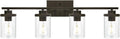 Bathroom Vanity Light Fixtures Oil Rubbed Bronze Finished 4-Light with Clear Glass Shade Contemporary Wall Sconces Bathroom Lighting Wall Mount Lamp for Kitchen Entryway Living Room Hallway