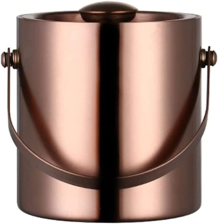 Drink Bucket Bar Supplies Stainless Steel Ice Bucket Double Thermal Insulation Ice Buckets with Lid Champagne Bucket for Bar Ice Bucket for Parties(Rose Gold,3L)