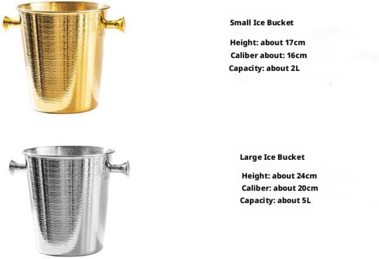 Metal Champagne Bucket Hammered Ice Bucket for Party Wedding(Gold,5L)