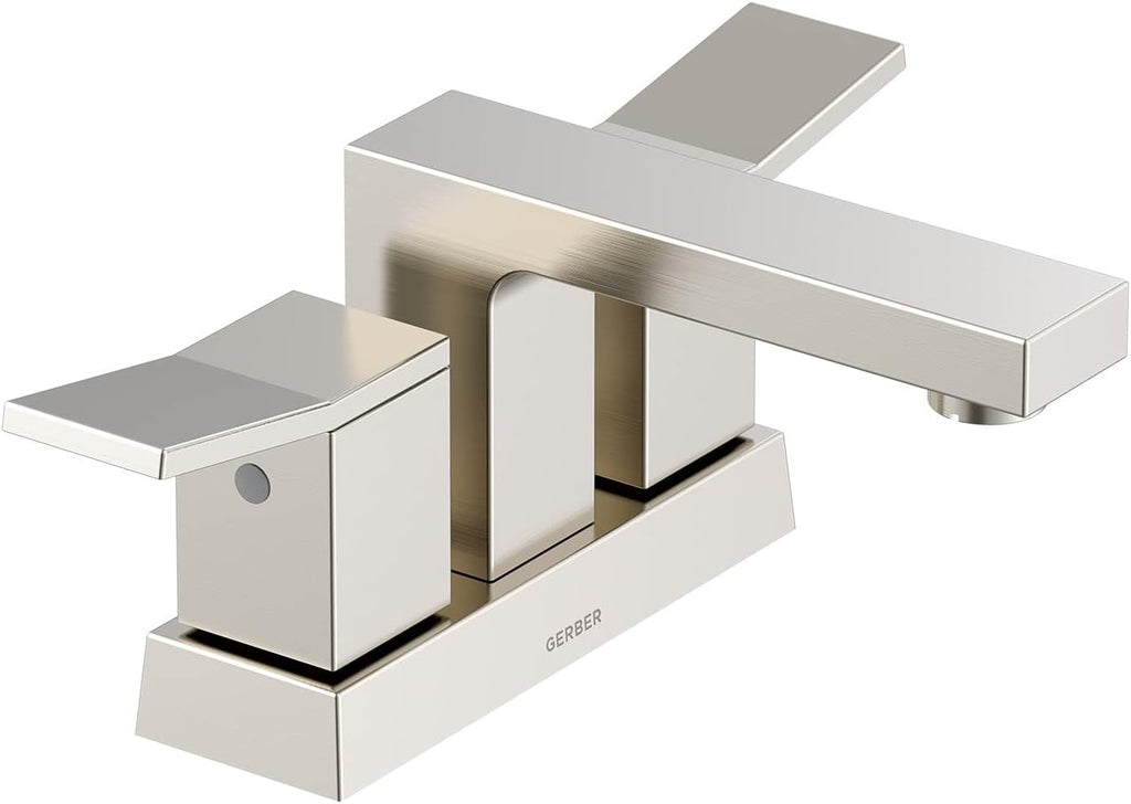 Gerber Avian 4 in. Centerset 2-Handle Bathroom Faucet with Metal Touch Down Drain, Brushed Nickel