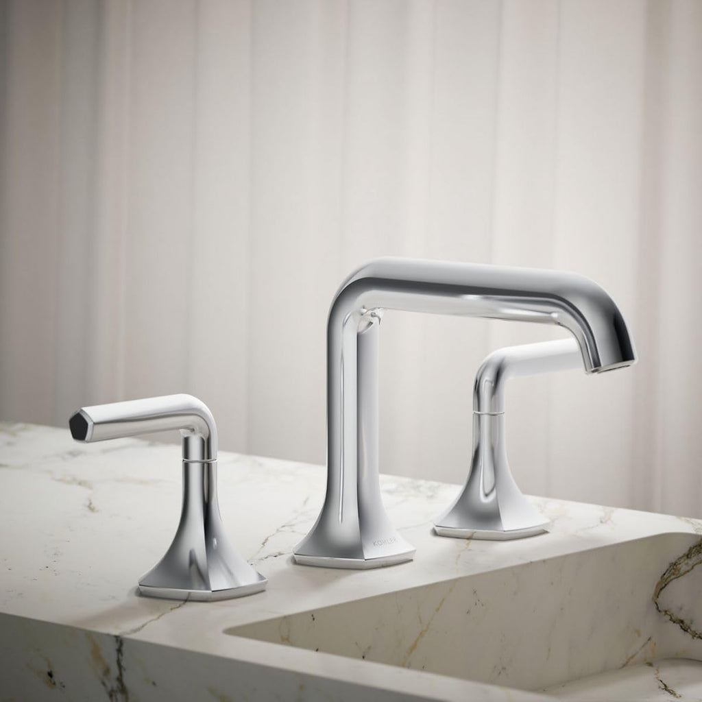 KOHLER 27009-K-CP Occasion Bathroom Sink Faucet Spout, Stationary Deck-Mount Bathroom Sink Spout, 1.0 gpm, Polished Chrome
