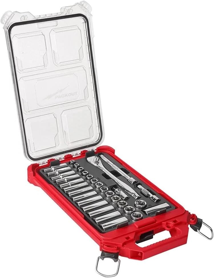 48-22-9482 Socket Wrench Set for Milwaukee 3/8' Ratchet & Socket Set with PACKOUT Organizer - 32pc