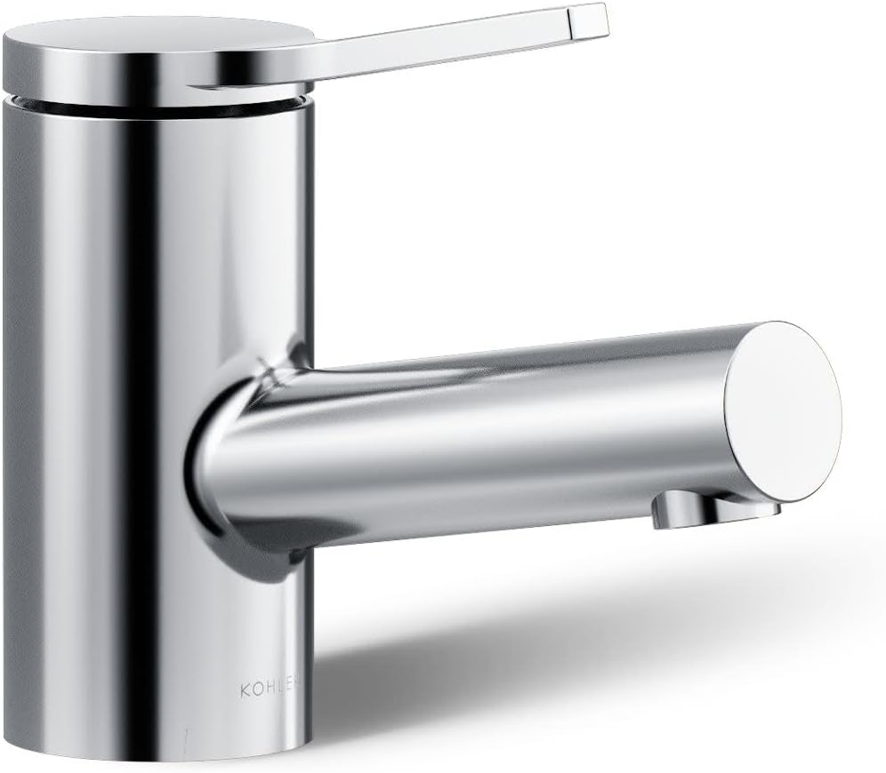 KOHLER K-33590-4N-CP Elate® Short Single-Handle Bathroom Sink Faucet, Single-Hole Bathroom Faucets, 0.5 GPM, Polished Chrome