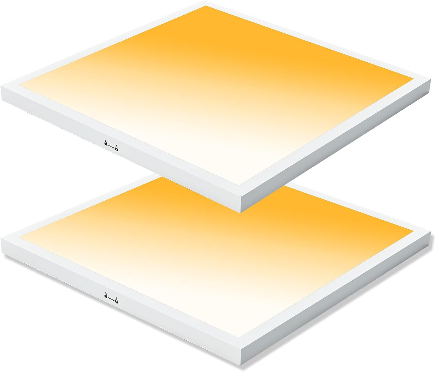 2x2 LED Flat Panel Light Surface Mount, 40W-30W-20W & 3000K-4000K-5000K Selectable, 0-10V Dimmable, 24 Inch Square Flush Mount Ceiling Fixture for Kitchen, Shop, 100-277V, ETL, 2 Pack,White