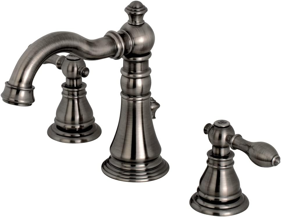 Fauceture FSC1974ACL American Classic Widespread Bathroom Faucet with Brass Pop-Up, Black Stainless