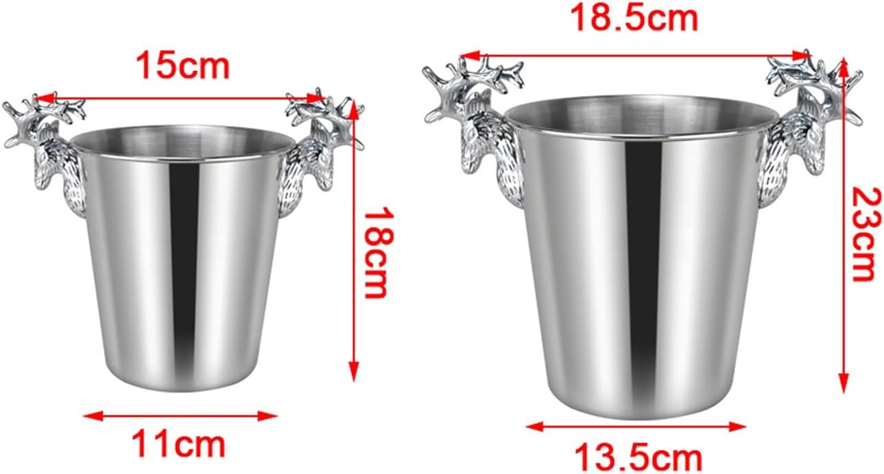 Ice Bucket Silver Stainless Steel Metal Ice Buckets for Parties, Insulated Ice Bucket with Handles for Beer, Wine, Champagne, Home Decor, Table Centerpieces, Wedding Decorations Ice Container(Small)