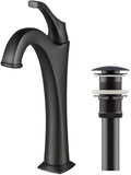 KRAUS KVF-1200MB Arlo Single Handle Vessel Bathroom Faucet with Pop Up Drain, Matte Black