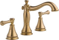 Delta Cassidy Brushed Gold Bathroom Faucet 3 Hole, 8 Inch Widespread Bathroom Sink Faucet for Vanity, Metal Push-Pop Drain Assembly, Champagne Bronze 3597LF-CZMPU