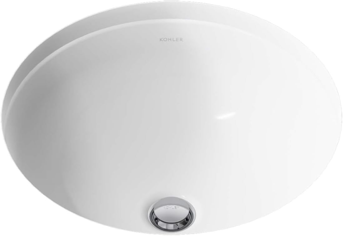 KOHLER K-29000-0 Caxton Undercounter Bathroom Sink, Round, White