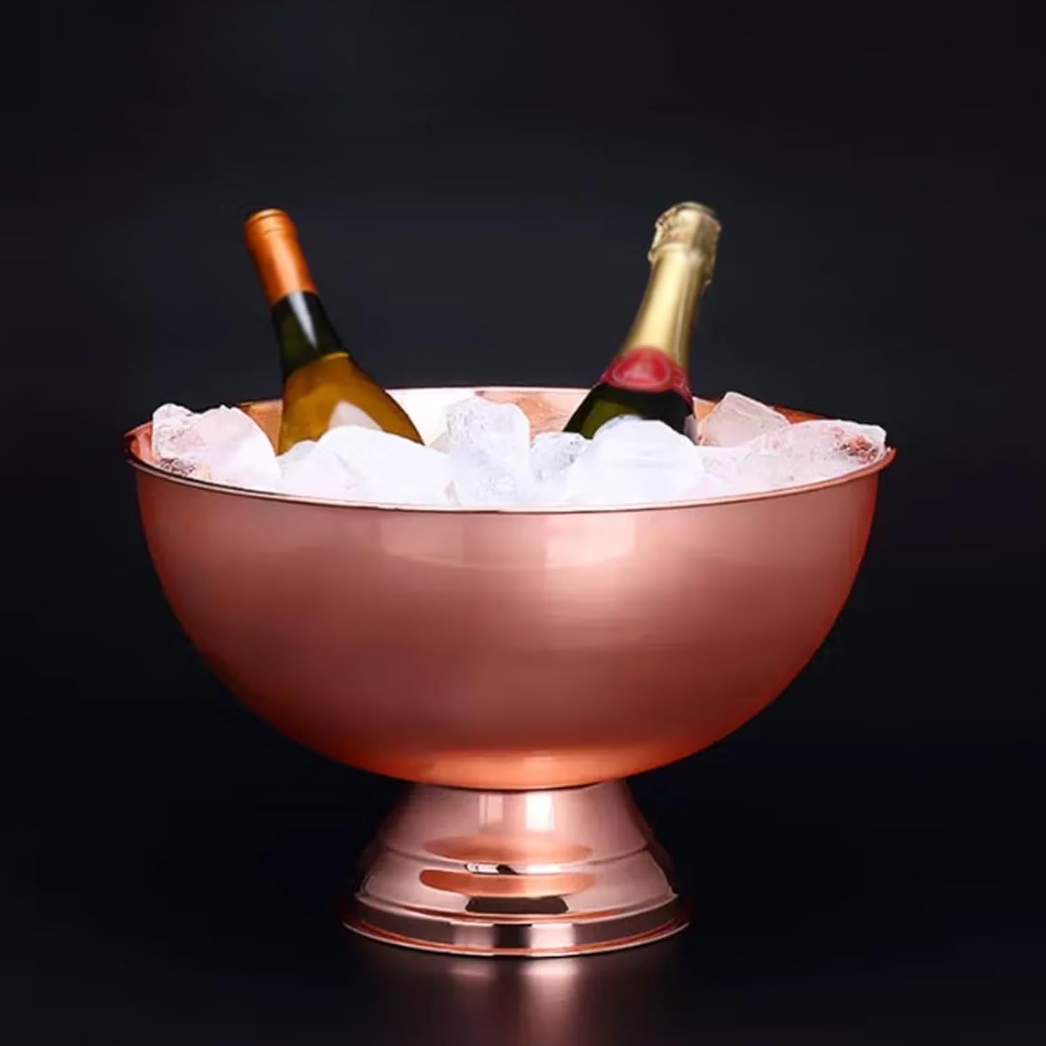 Ice Bucket Rose Gold Ice Bucket Stainless Steel Ice Bucket Insulated Ice Bucket Large Thickened Ice Bucket for Business and Family Party, 13.5L Keeps Ice Cold & Dry