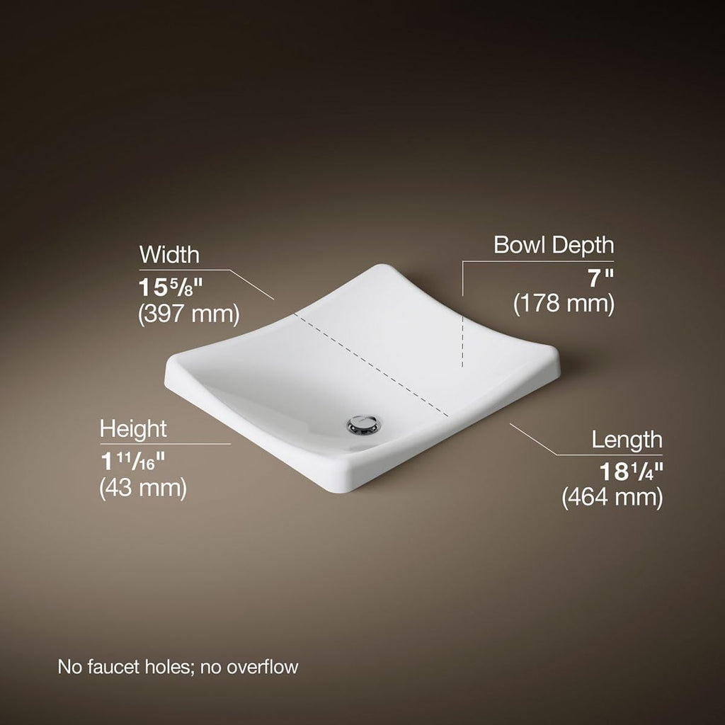 Kohler DemiLav Wading Pool vessel bathroom sink, White
