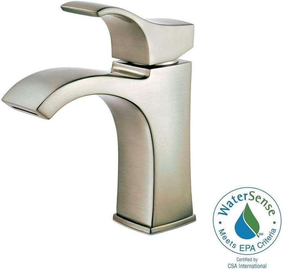 Pfister Venturi Single Handle Bathroom Sink Faucet 1-Hole Brushed Nickel with Spot Defense Finish Push & Seal Drain WaterSense Certified Vanity Faucet, LF042VNGS