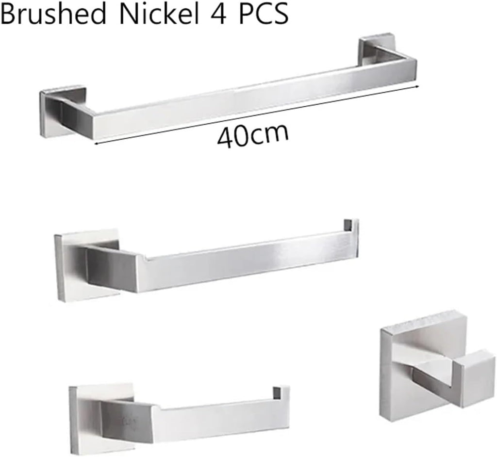Bathroom Hardware Set Robe Hook/Toilet Paper Holder/Towel Bar Bathroom Accessories Stainless Steel Hardware(Brushed Nickel 40)