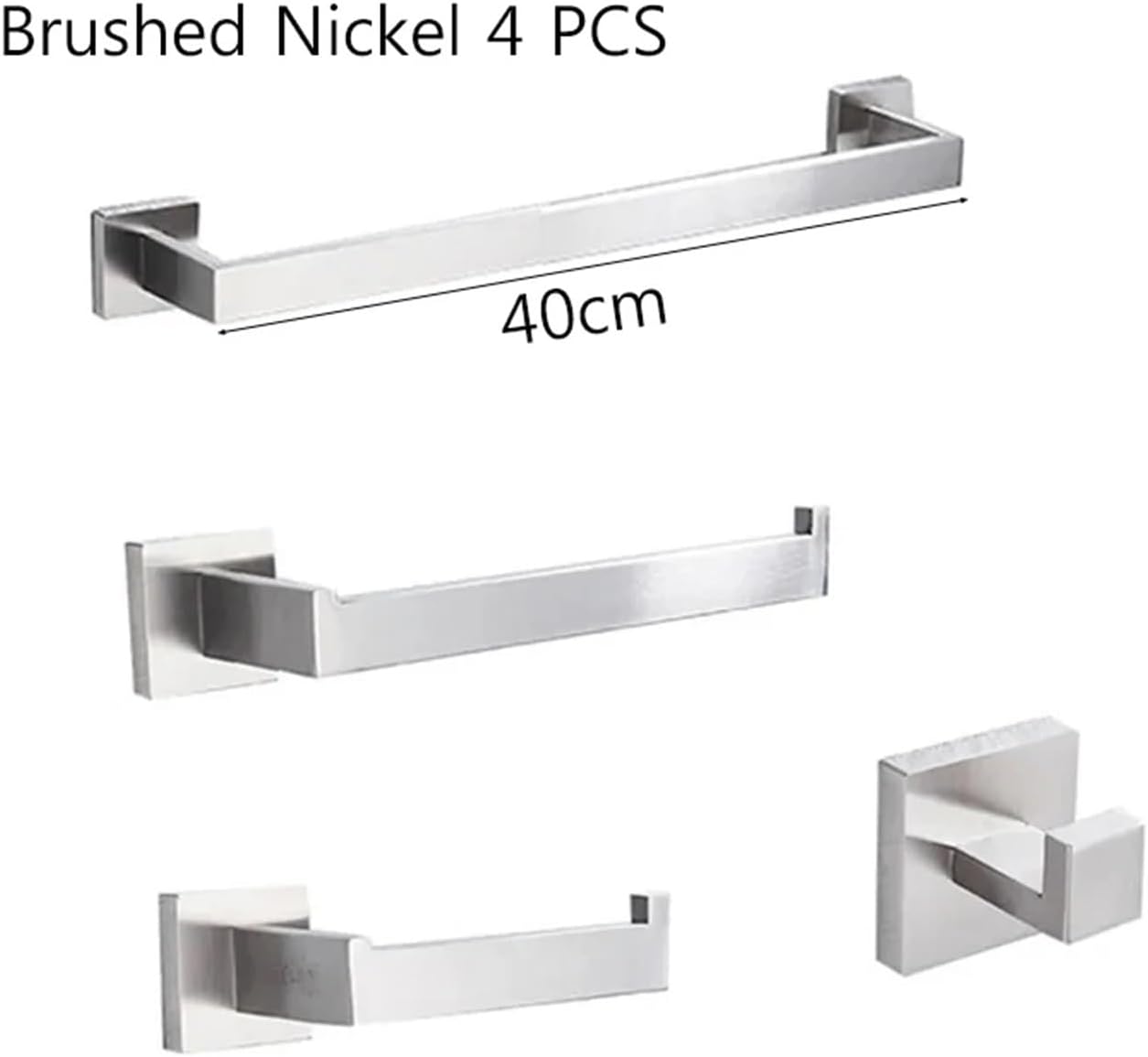 Bathroom Hardware Set Robe Hook/Toilet Paper Holder/Towel Bar Bathroom Accessories Stainless Steel Hardware(Brushed Nickel 40)