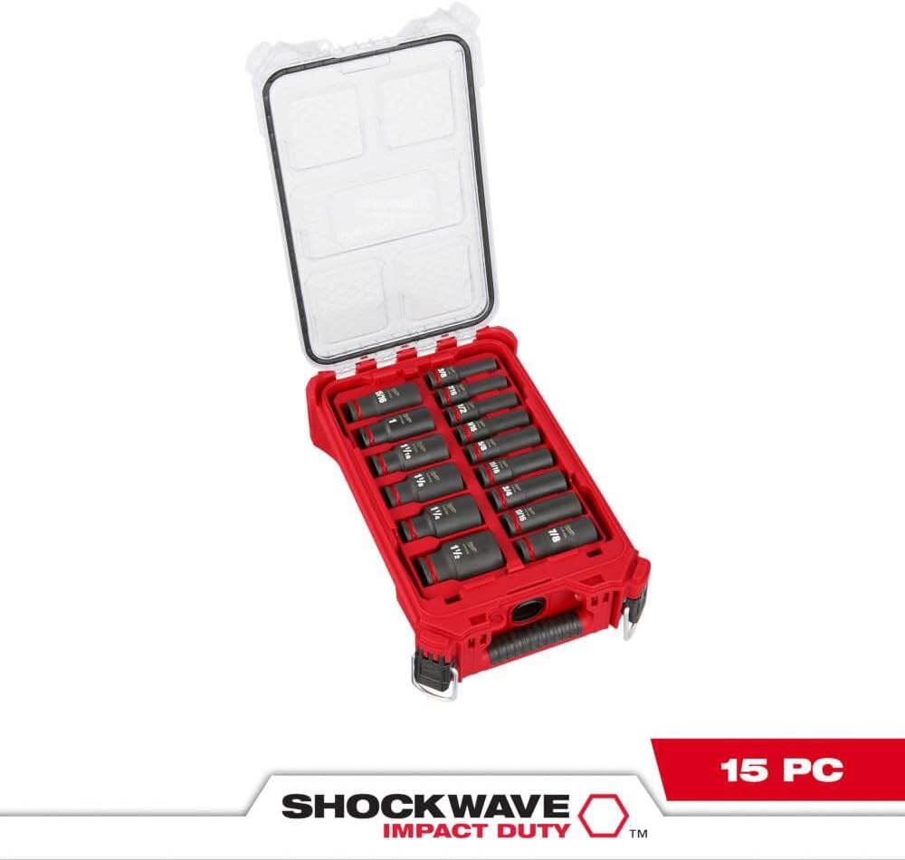 Milwaukee Electric - Shockwave Impact Duty. Socket 1/2. DR 15PC SAE PAC