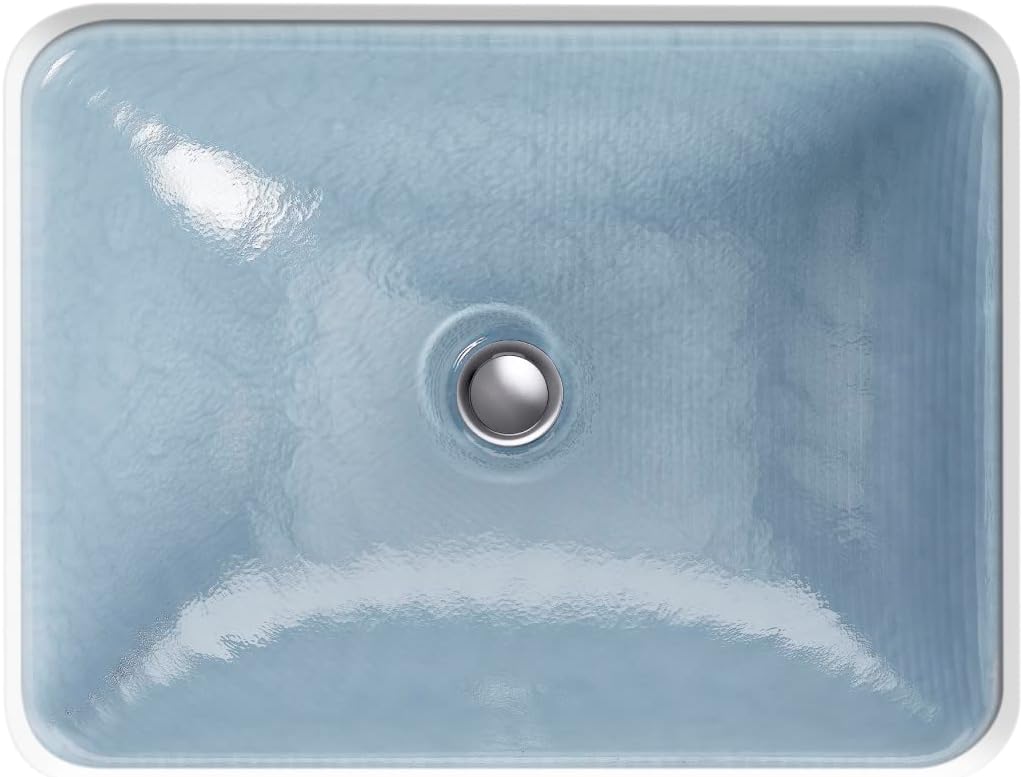 KOHLER K-28823-G1-B11 ARTIST EDITIONS Yepsen Collection Glass Undermount Bathroom Sink 17' x 13'Rectangle Basin Opaque Dusk
