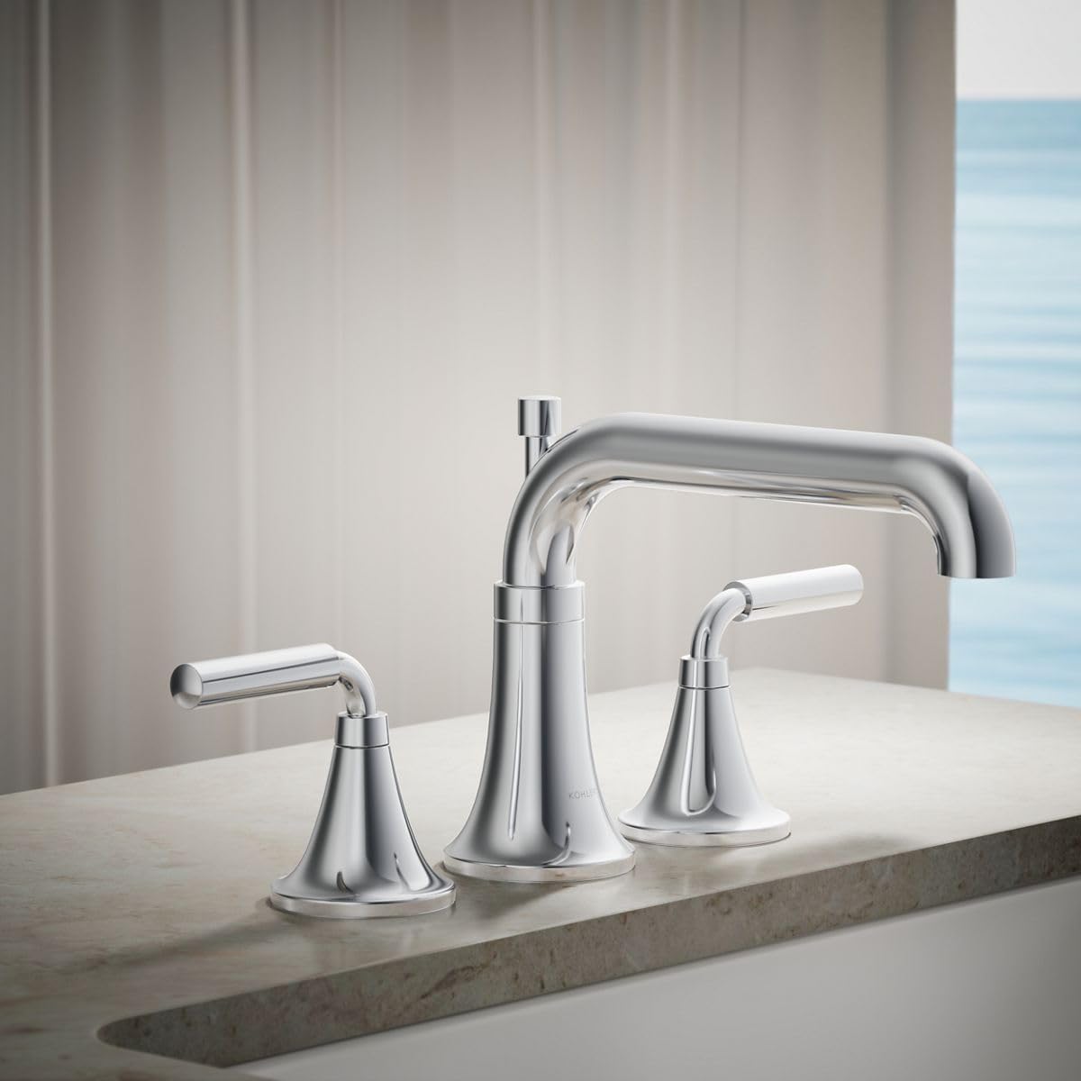 Kohler T26440-4-CP Tone™ Deck-Mount Bath Faucet Trim with Diverter, Polished Chrome | With Diverter