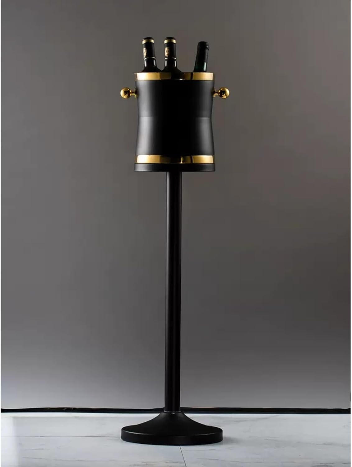 Ice Buckets for Parties, Luxurious Large Stainless Steel Champagne Bucket with Tall Stand, Matte Black Finished, 27.1 Inches Tall,for Home,Guest Rooms and Bar