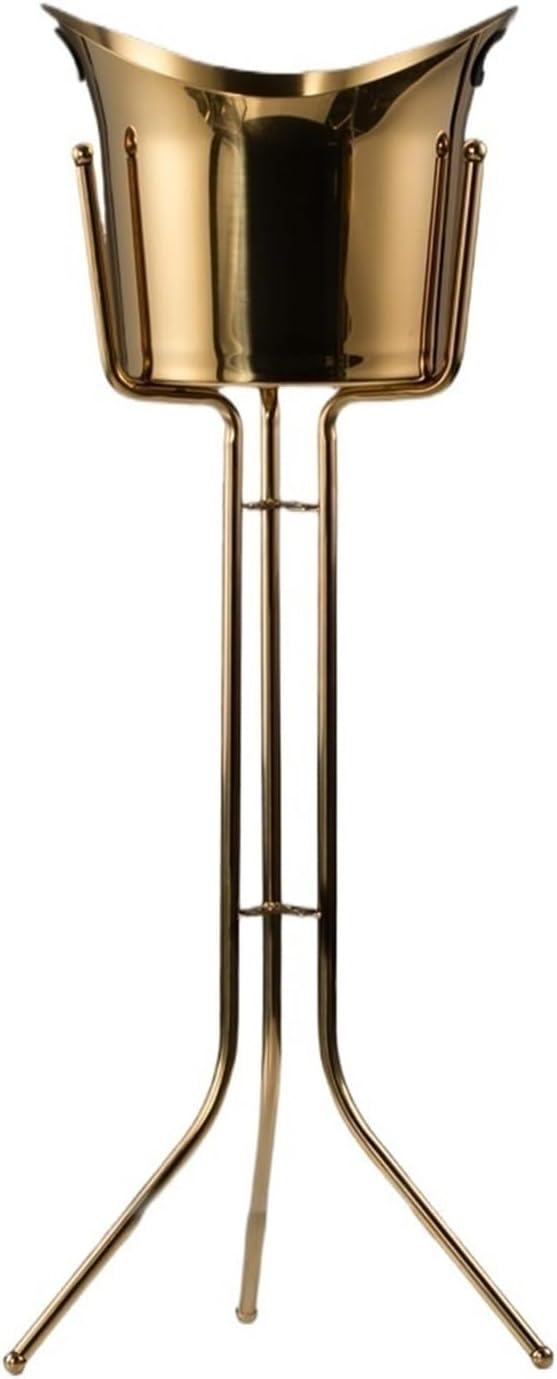 Ice Buckets Stainless Steel Floor-Standing Champagne Bucket Large Ice Bucket Bar Party(Gold)