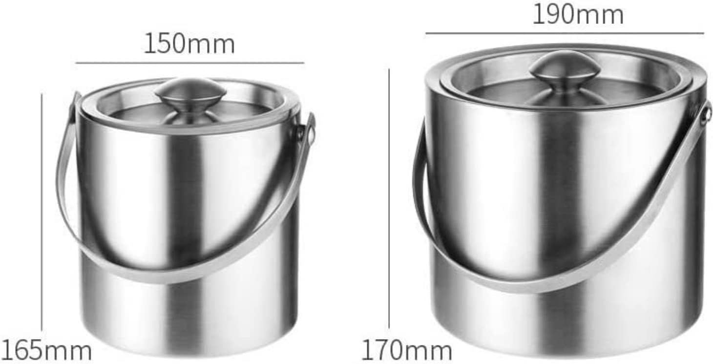 Ice Bucket Champagne Bucket Stainless Steel Ice Bucket With Lid Double-Layer Insulation Cooler Bucket Suitable For Bar Ice Buckets for Parties (Color : Silver, Size : 16.5 * 15cm) (Gold 16.5*15cm)