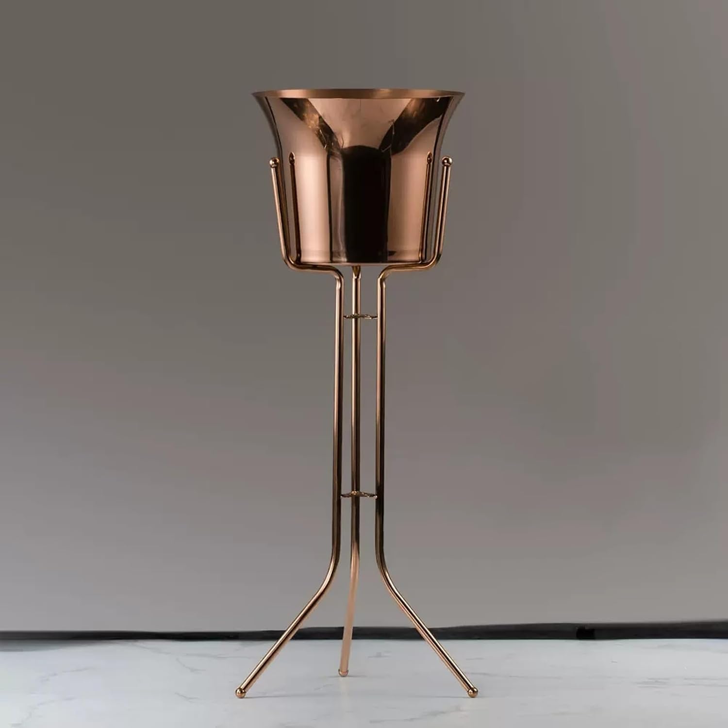 Keep Ice Frozen Longer Stainless Steel Wine Ice Bucket with Stand Chiller on Kitchen and Bar Ware Beverage Barware Accessories for parties(Rose gold)