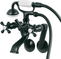 Kingston Brass KS269MB Kingston Tub Wall Mount Clawfoot Tub Faucet with Hand Shower, Matte Black