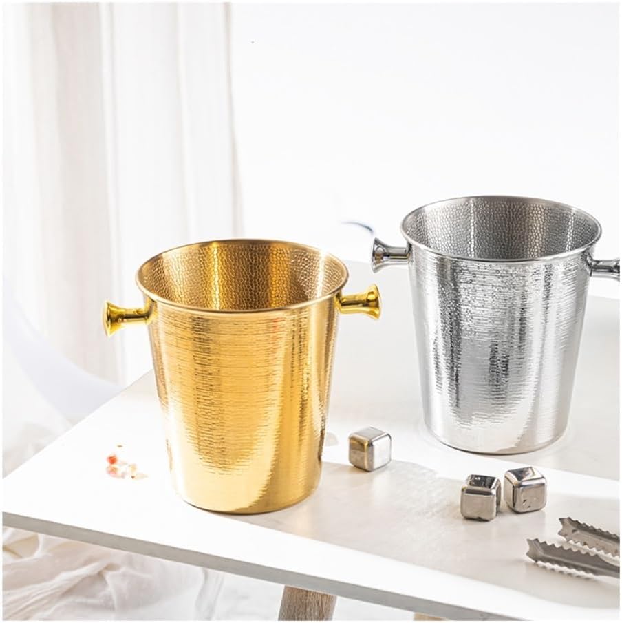 Ice Bucket, Golden Stainless Steel Ice Bucket, Home Party Ice Wine Bucket Ice Buckets for Parties(Gold,Large)