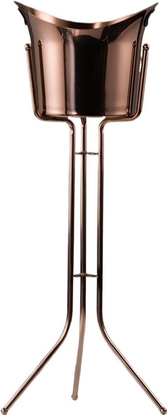 Ice Buckets Stainless Steel Floor-Standing Champagne Bucket Large Ice Bucket Bar Party(Rose Gold)
