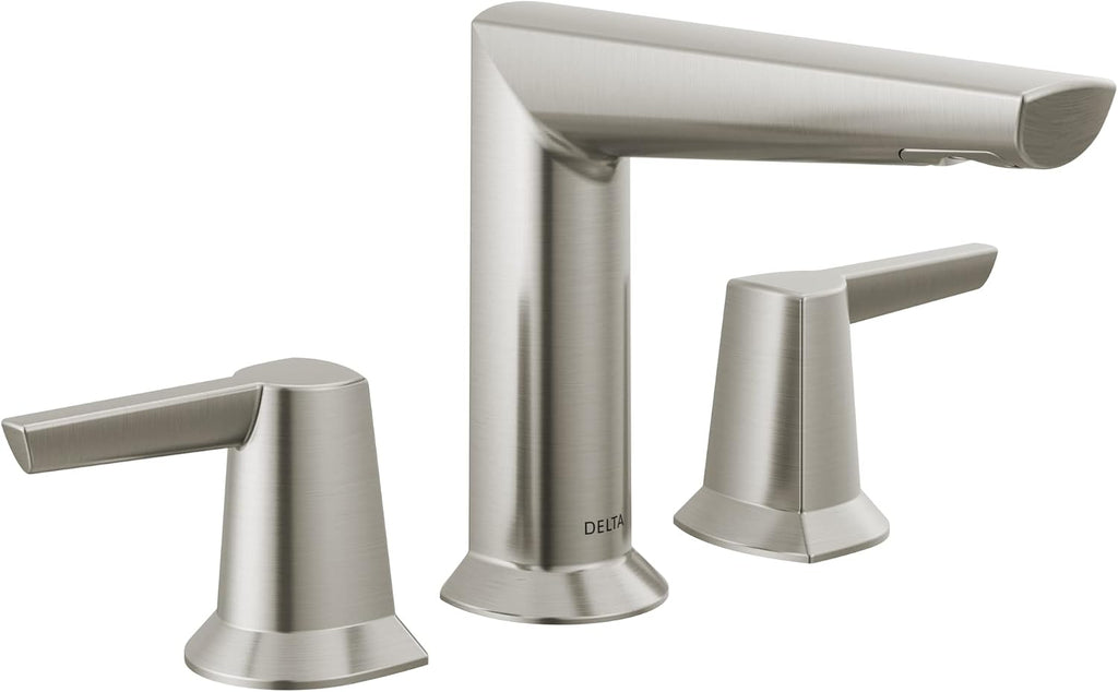 Delta Faucet Galeon Widespread Bathroom Faucet 3 Hole, Brushed Nickel Bathroom Faucet for Bathroom Sink, Bathroom Sink Faucet, Diamond Seal Technology, Lumicoat Stainless 3571-SS-PR-MPU-DST