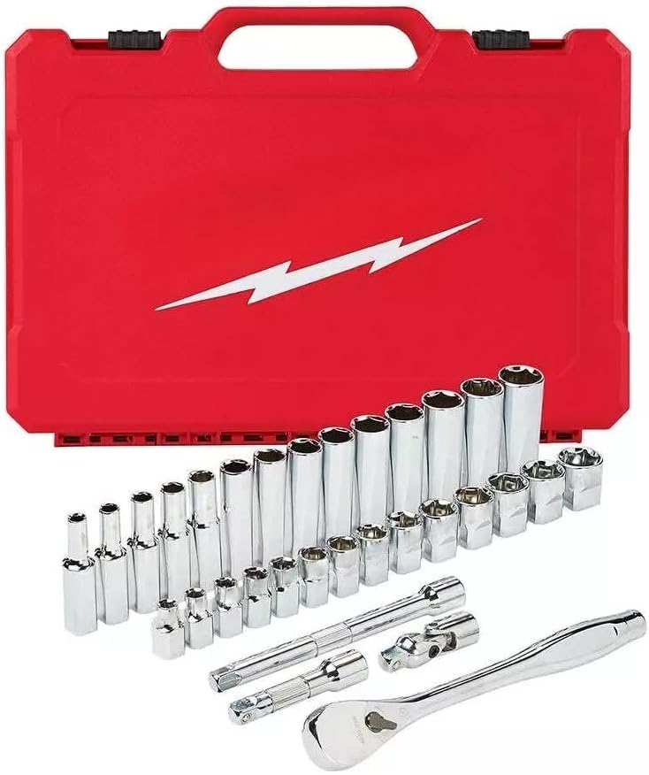 32pc 48-22-9508 for Milwaukee 3/8-Inch Drive Durable Metric Ratchet and Socket Set New