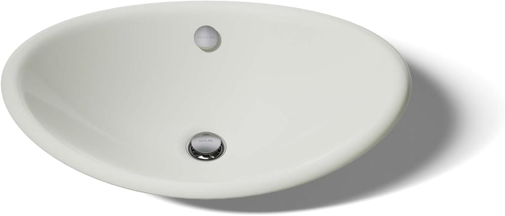 KOHLER K-5403-P5-NY Iron Plains Wading Pool Oval Bathroom Sink with Iron Black Painted Underside, Dune