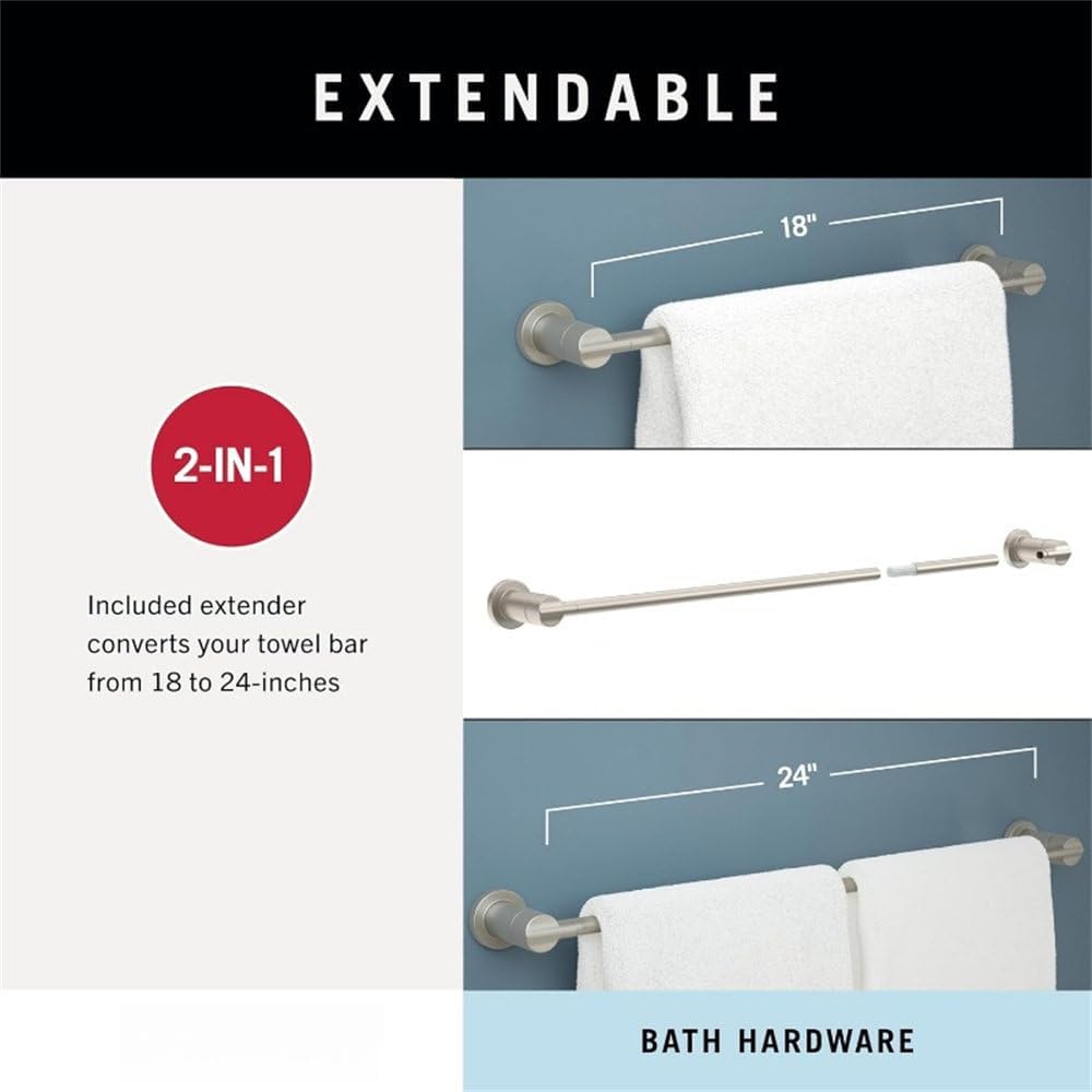Four Piece Bathroom Hardware Set 18 to 24 Inch Towel Bar Toilet Paper HolderTowel Ring Brushed Nickel Towel Hook,Polished Chrome,01