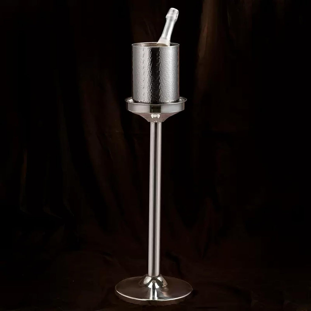Party Hammered Ice Bucket with Stand, Large Stainless Steel Floor Standing Cooler for Beer, Wine Chiller, Outdoor or Indoor Use Drink Tub(Gold)