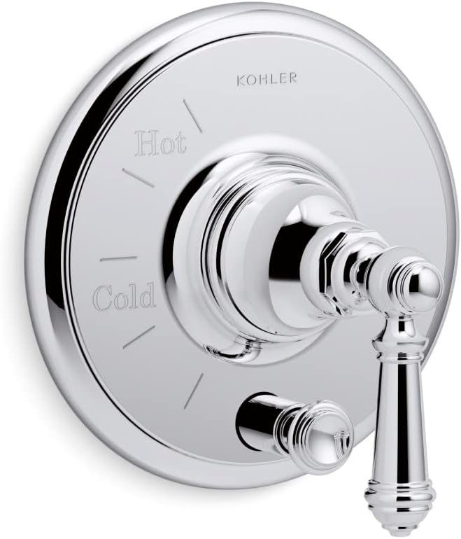 KOHLER T72768-4-BL Artifacts Rite-Temp Pressure-Balancing Valve Trim With Push-Button Diverter And Lever Handle, MATTE BLACK