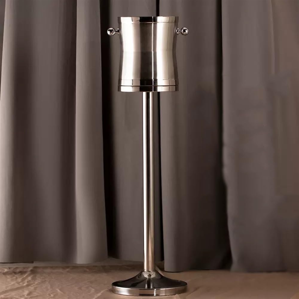4L Stainless Steel Double Wall Ice Bucket with Stand Wine Chiller Ice Buckets for Parties Festival Bar Outdoor or Indoor Use,Height 35.4 inches