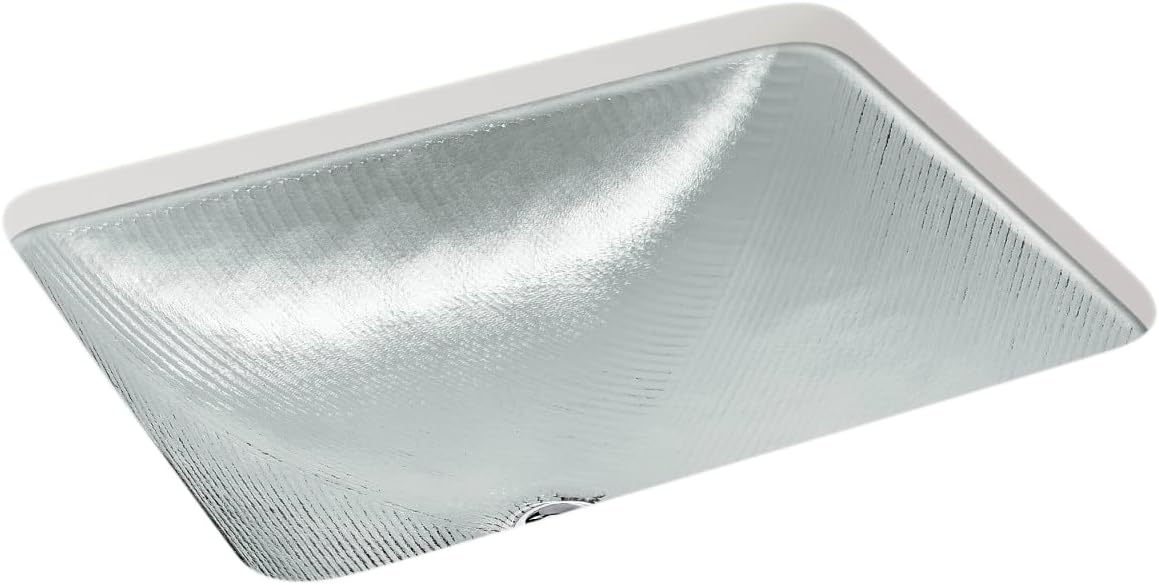 KOHLER K-28823-TG8 ARTIST EDITIONS Yepsen Collection Glass Undermount Bathroom Sink 17'' x 13''Rectangle Basin Trans Stone