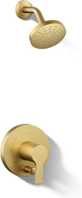 KOHLER T35326-4G-2MB, Elate Rite-Temp Shower Trim Kit with Push-Button Diverter, 1.75 GPM Showerhead, Vibrant Brushed Moderne Brass, Efficient Water Flow, Luxurious Shower Experience