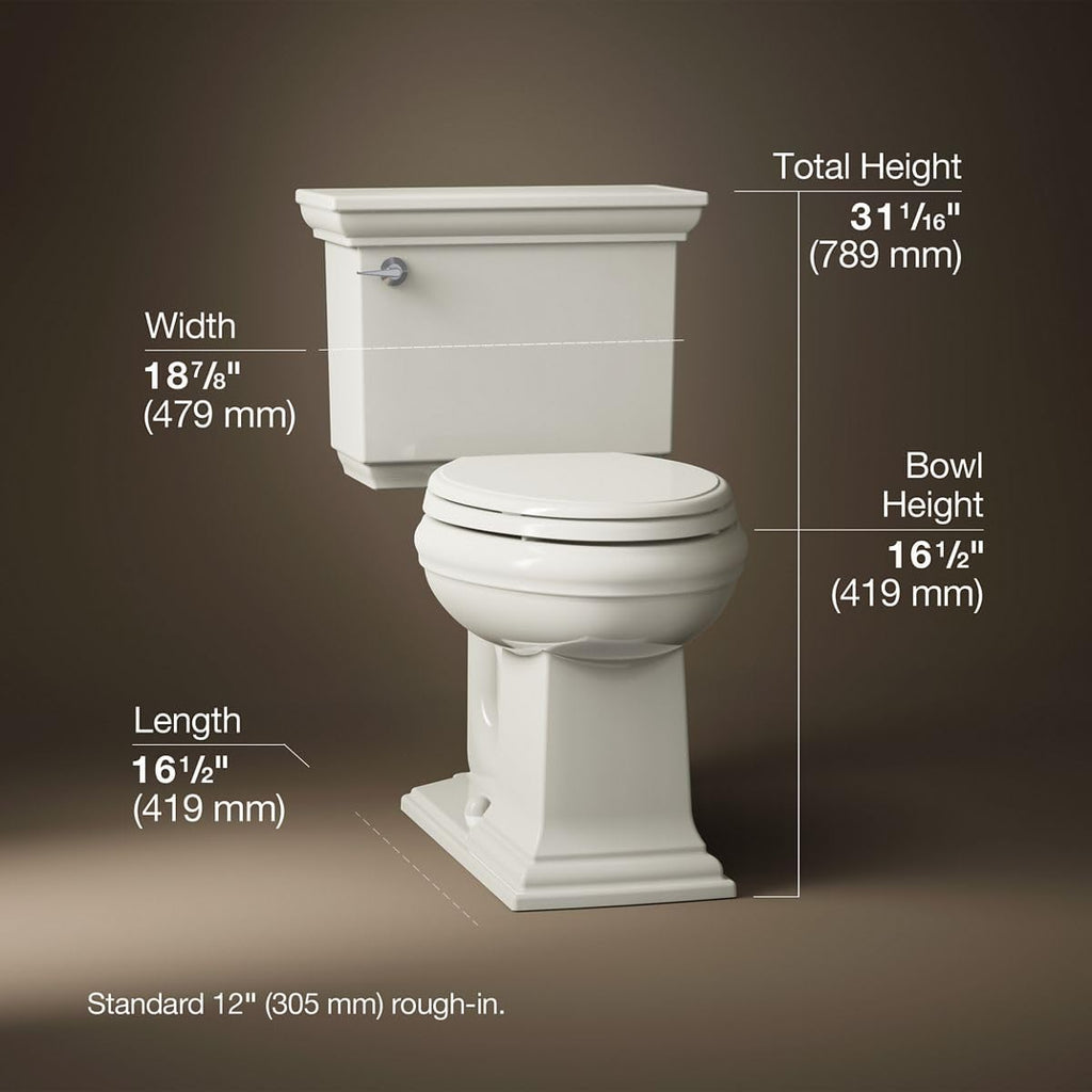 Kohler 3817-96 Memoirs® Stately Two-piece elongated toilet, 1.28 gpf, Biscuit