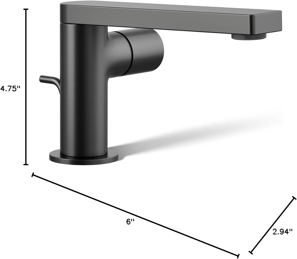 Kohler 73050-7-BL Composed® Single-Handle Bathroom Sink Faucet with Cylindrical Handle, 1.2 gpm, Matte Black