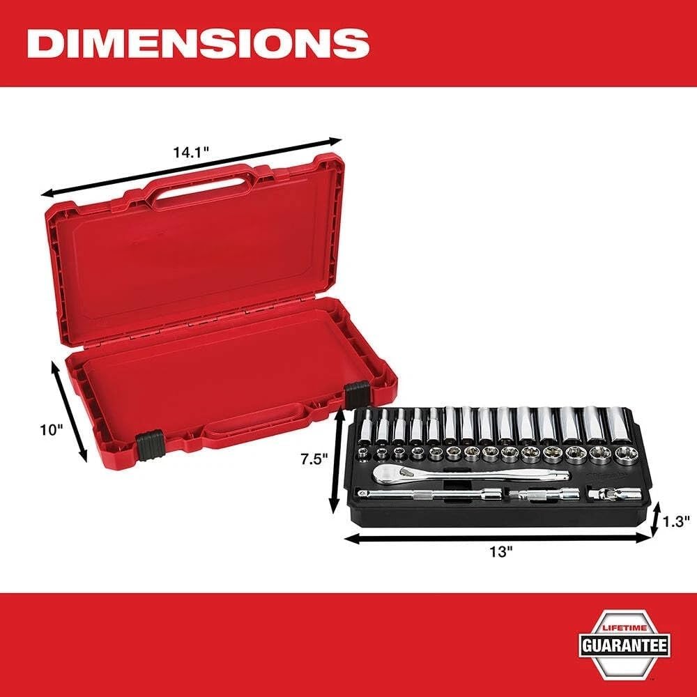 32pc 48-22-9508 for Milwaukee 3/8-Inch Drive Durable Metric Ratchet and Socket Set New