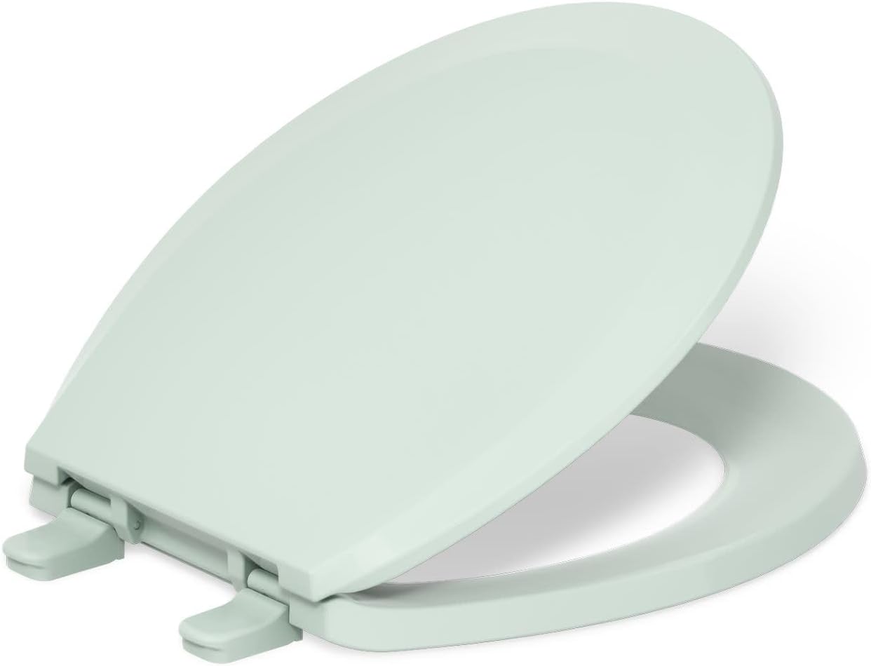 Kohler K-4662 Lustra Q2 Round Closed-Front Toilet Seat with Quick-Release and Qu, Seafoam Green