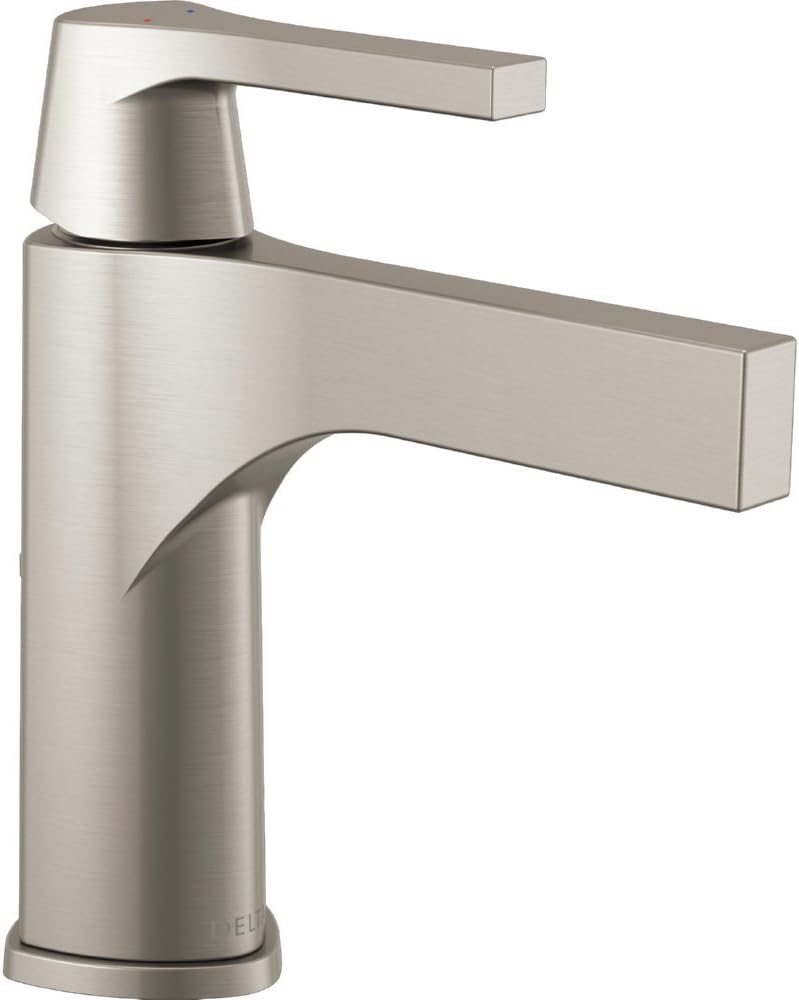 Delta Faucet Zura Single Hole Bathroom Faucet Brushed Nickel, Single Handle Bathroom Faucet, Diamond Seal Technology, Metal Drain Assembly, Stainless 574-SSMPU-DST