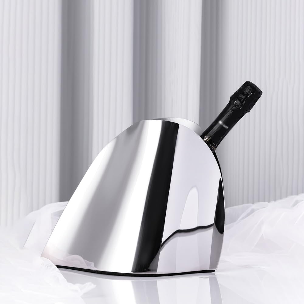 Stainless Steel Ice Bucket Ice Tub for Cocktail Bar, Champagne Ice Bucket for Parties, Perfect for Wine, Champagne or Beer Bottles(Black)